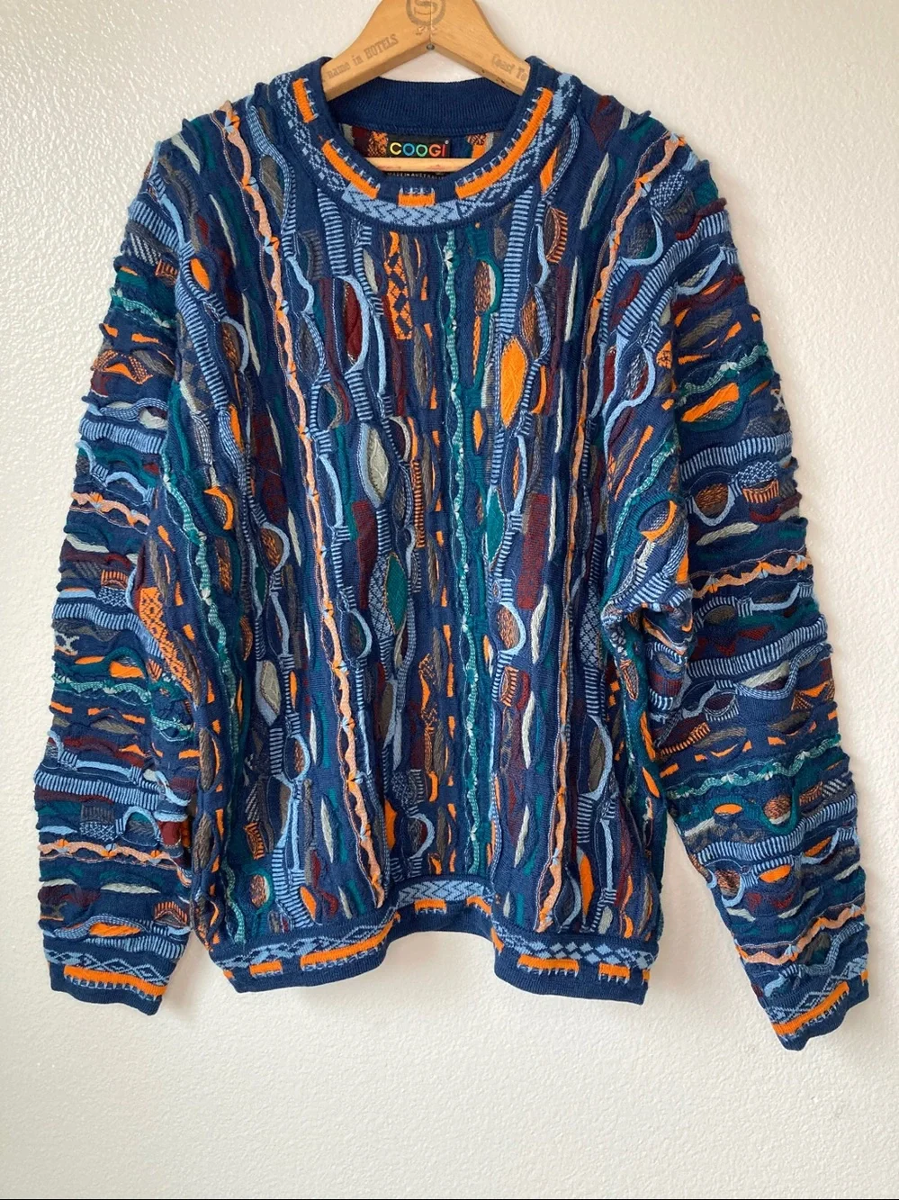 Vintage Coogi Australia 100% Wool 3D texture knit sweater 80s 90s sz M